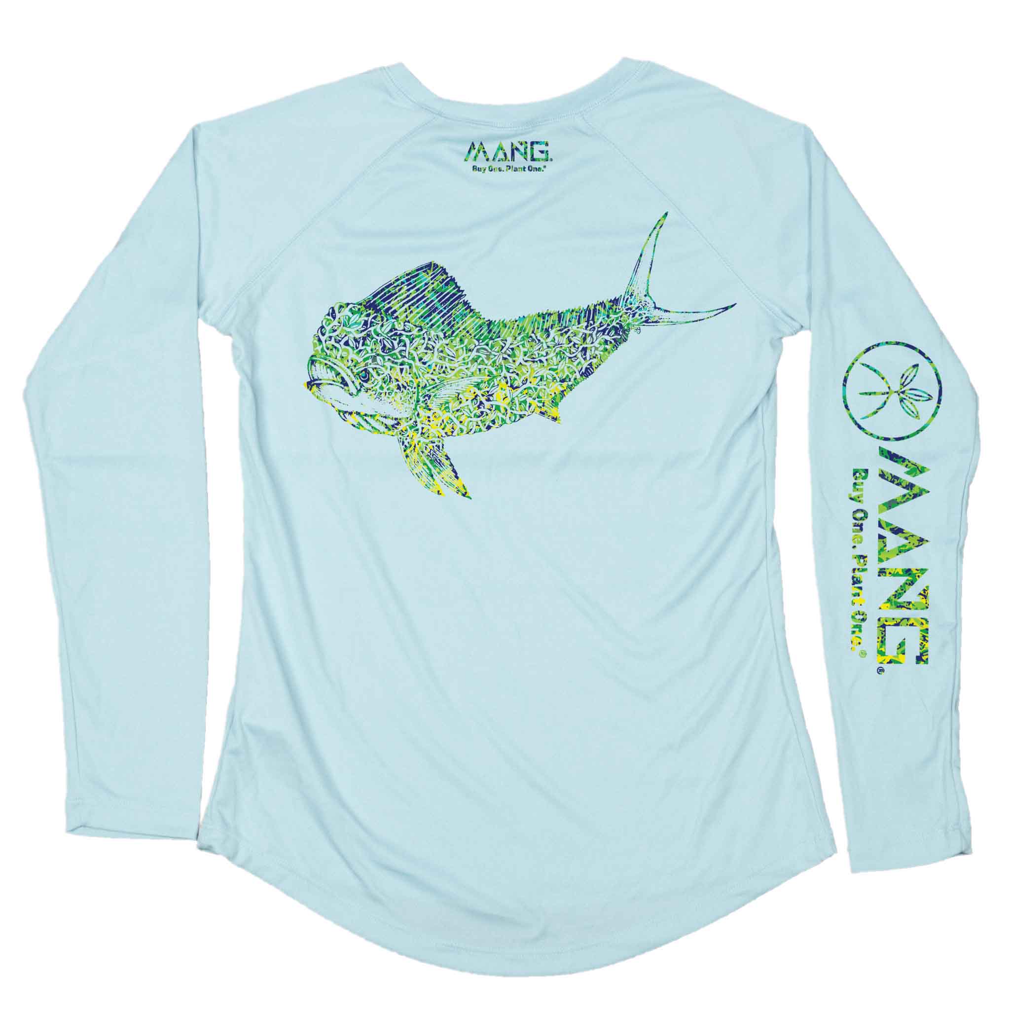 Coastal Green Men's Long Sleeve QuickDry Fishing Shirt - Tuna Design