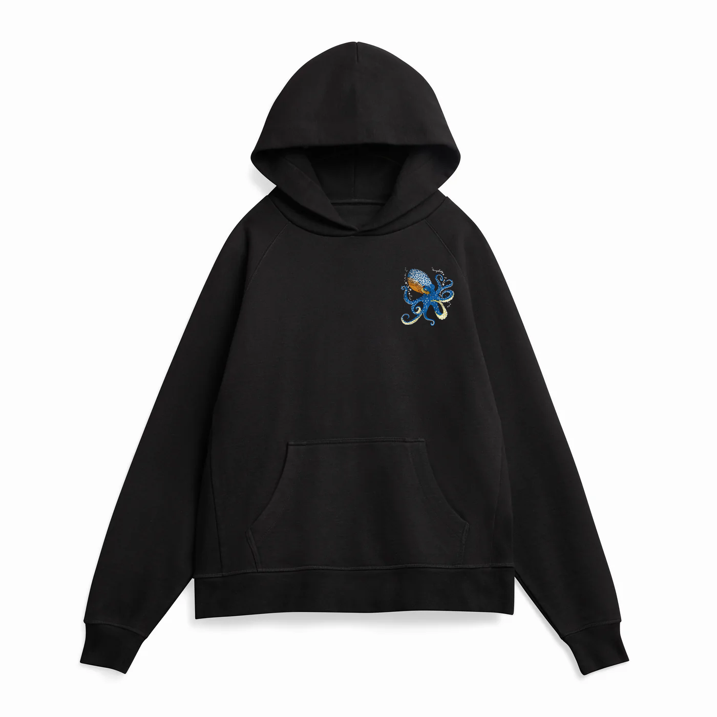 MANG Octopus Embroidered Organic Cotton Hoodie - Unisex (Limited Edition) - S-Black