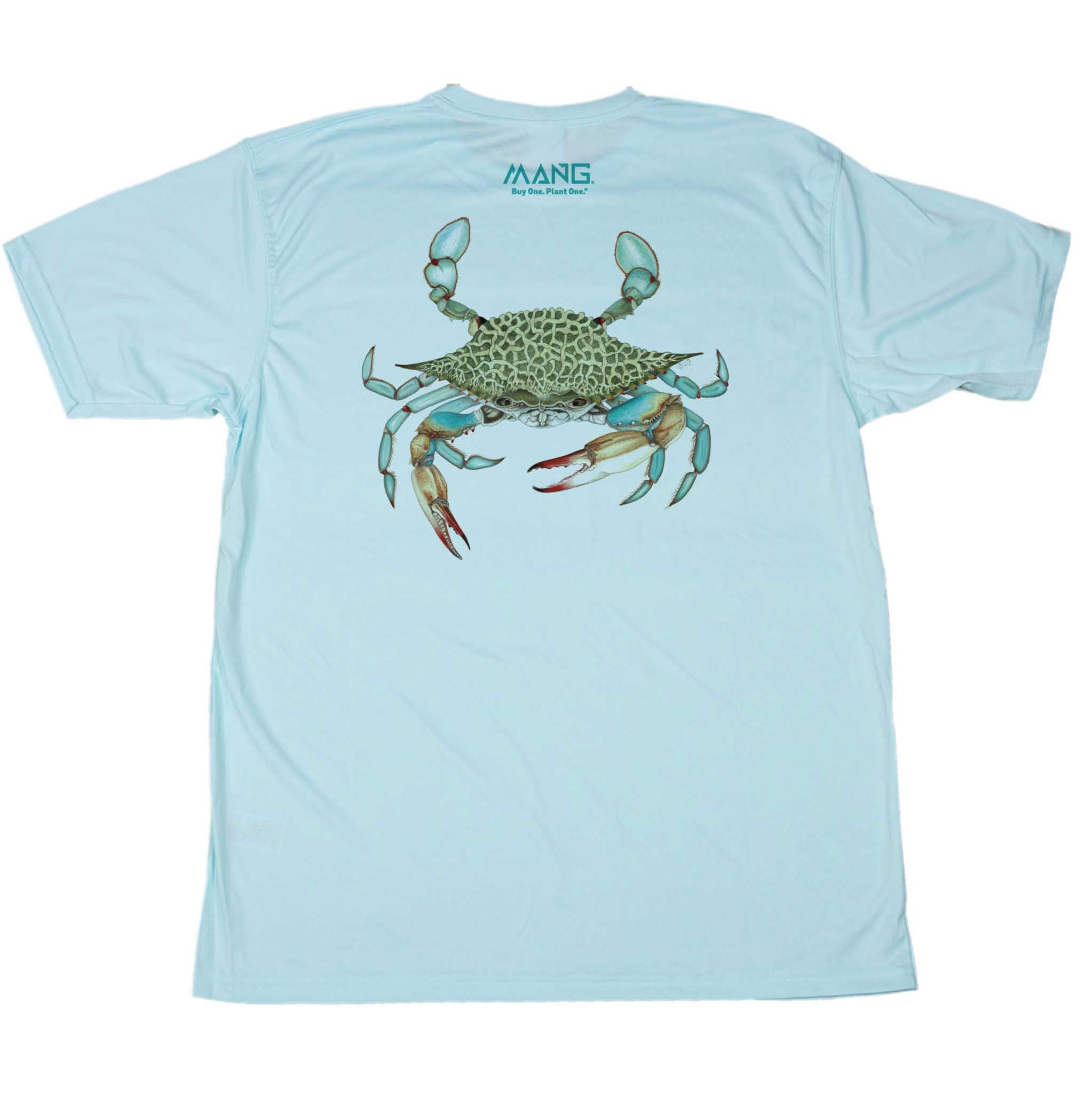 Men s Blue Crab Performance Shortsleeve Shirt MANG Gear